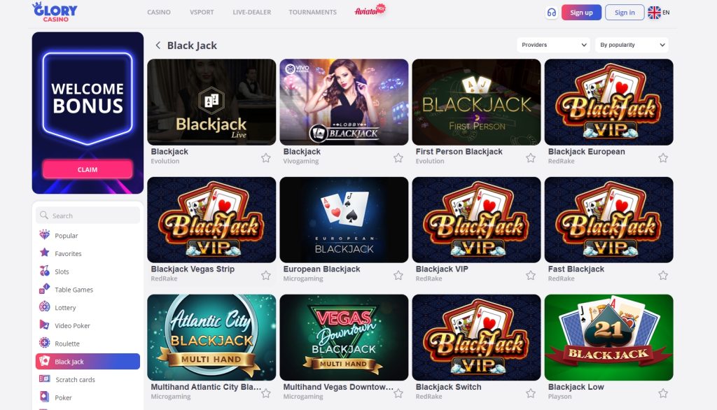 Glory Casino Blackjack